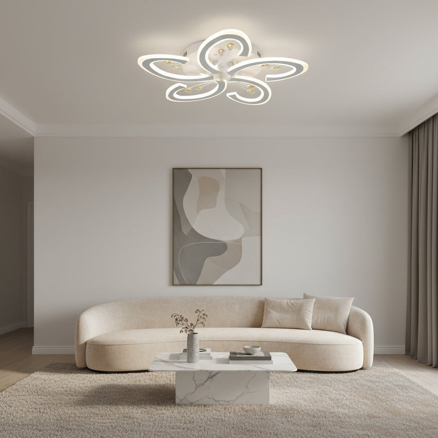 Luxury Petal LED Ceiling Light with Remote | Dimmable Modern Flush Mount | 68 cm