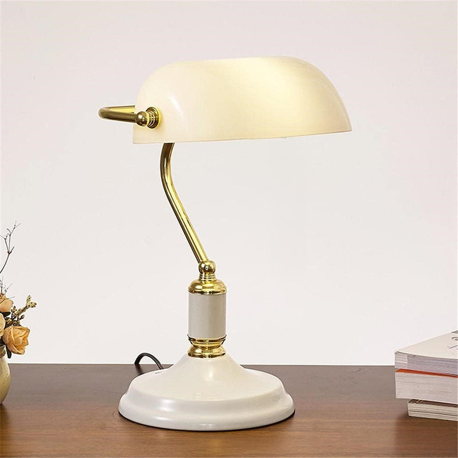 Banker White Shade metal Table lamp