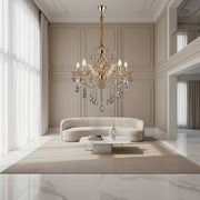 Luxury 5-Arm Crystal Chandelier | Gold Finish Ceiling Light | E14 Decorative Hanging Lamp for Living Room & Dining