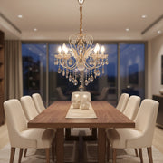 Luxury 5-Arm Crystal Chandelier | Gold Finish Ceiling Light | E14 Decorative Hanging Lamp for Living Room & Dining