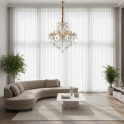 Luxury 5-Arm Crystal Chandelier | Gold Finish Ceiling Light | E14 Decorative Hanging Lamp for Living Room & Dining