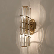 Light Led Curl Metal Glass Long Slim Crystal Gold Metal Wall Light