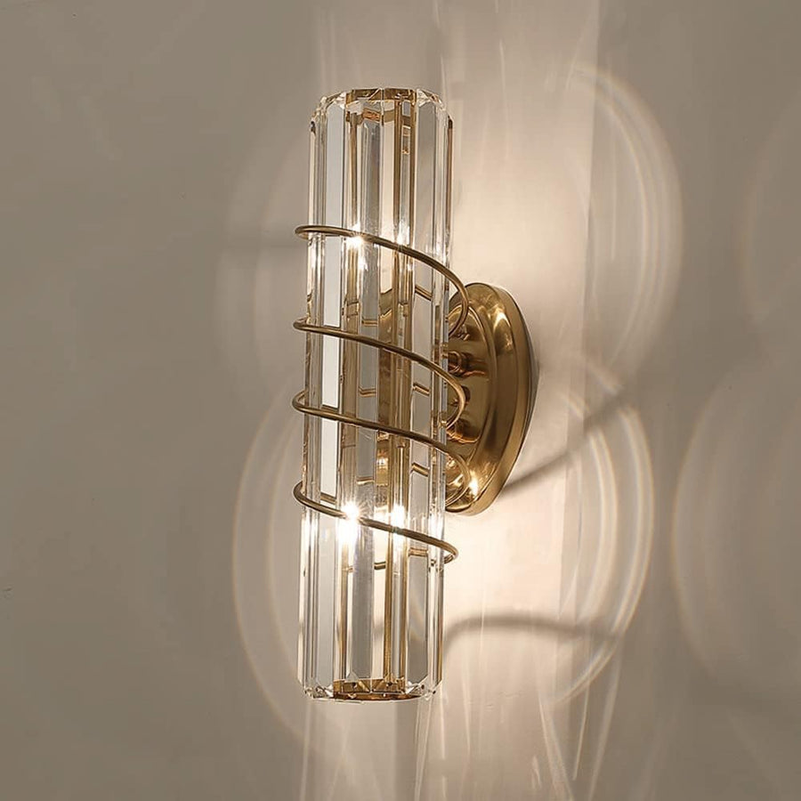 Light Led Curl Metal Glass Long Slim Crystal Gold Metal Wall Light
