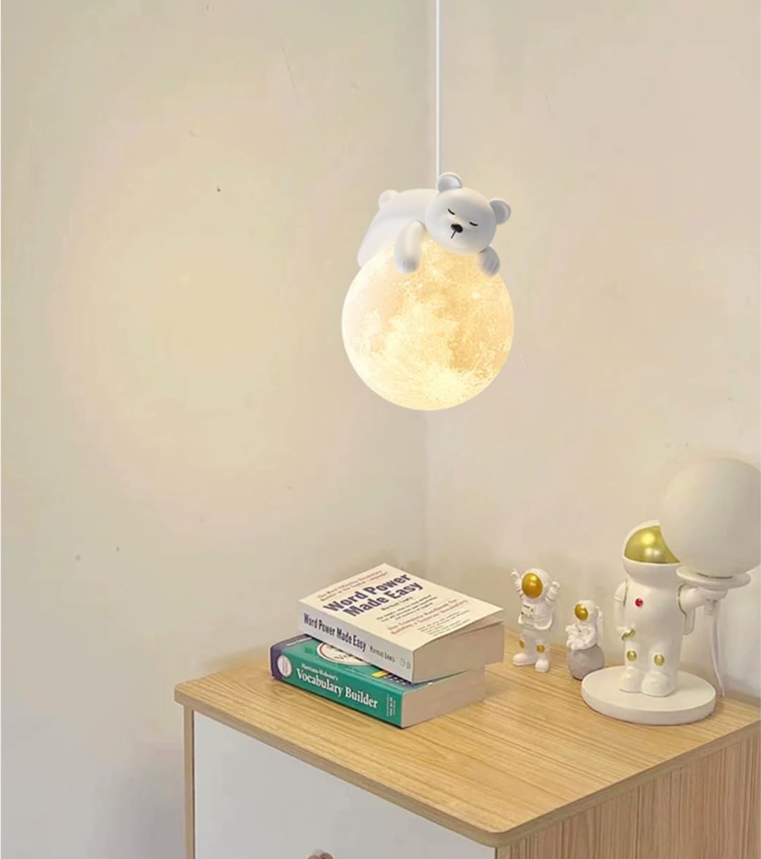 Sleeping Bear Moon Pendant Light Decorative Chandelier for Children's Room