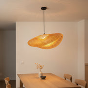 Handwoven Bamboo Pendant Light | Natural Cane Hanging Lamp with E27 Holder