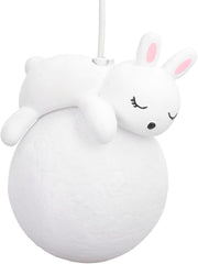 Rabbit Pendant Light, Retro White Resin Chandelier Cute Animal Shape