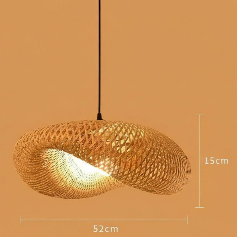 Handwoven Bamboo Pendant Light | Natural Cane Hanging Lamp with E27 Holder