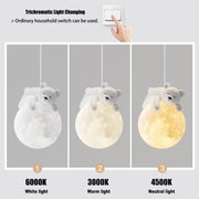 Sleeping Bear Moon Pendant Light Decorative Chandelier for Children's Room