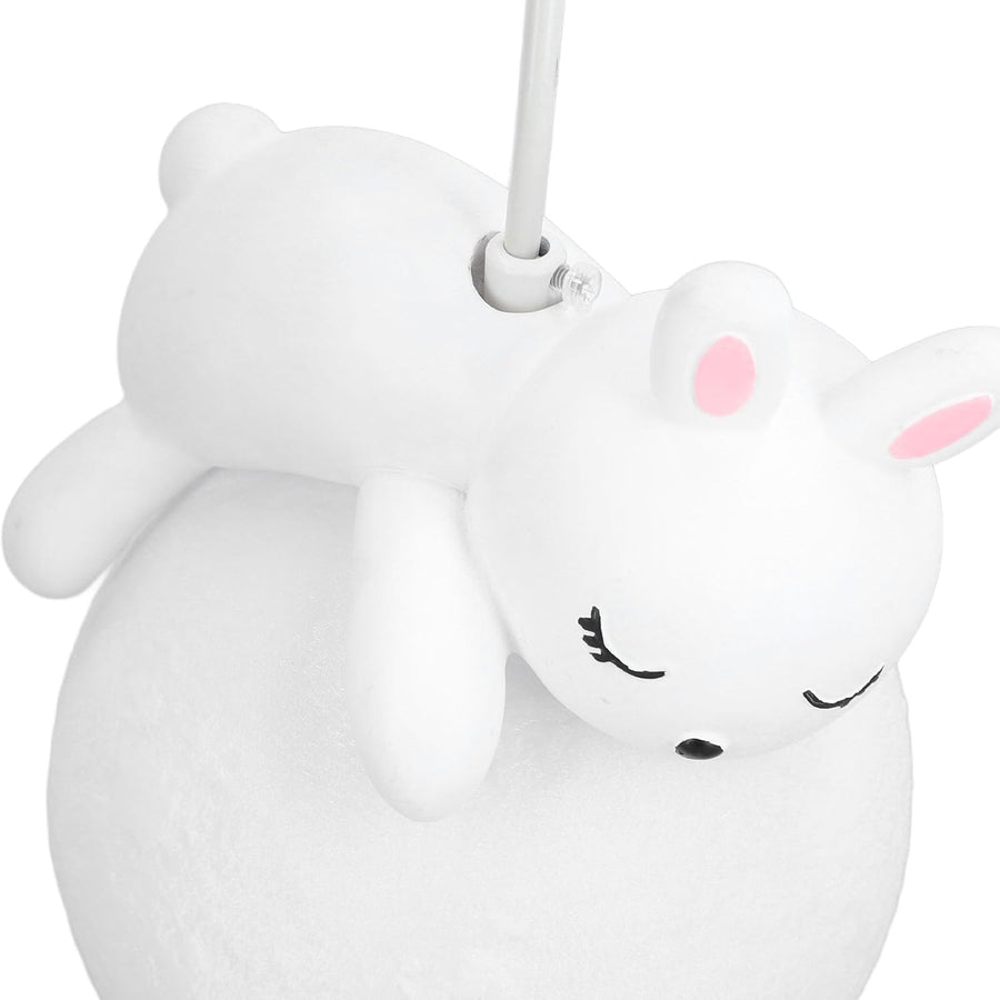 Rabbit Pendant Light, Retro White Resin Chandelier Cute Animal Shape