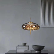 LED Fairy Big Smokey Glass Gold Pendant Ceiling Light - Warm White