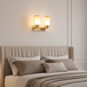 Modern Gold Dual Glass Wall Light | Elegant Metal & Clear Glass Sconce | Up & Down Lighting Fixture