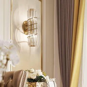 Light Led Curl Metal Glass Long Slim Crystal Gold Metal Wall Light