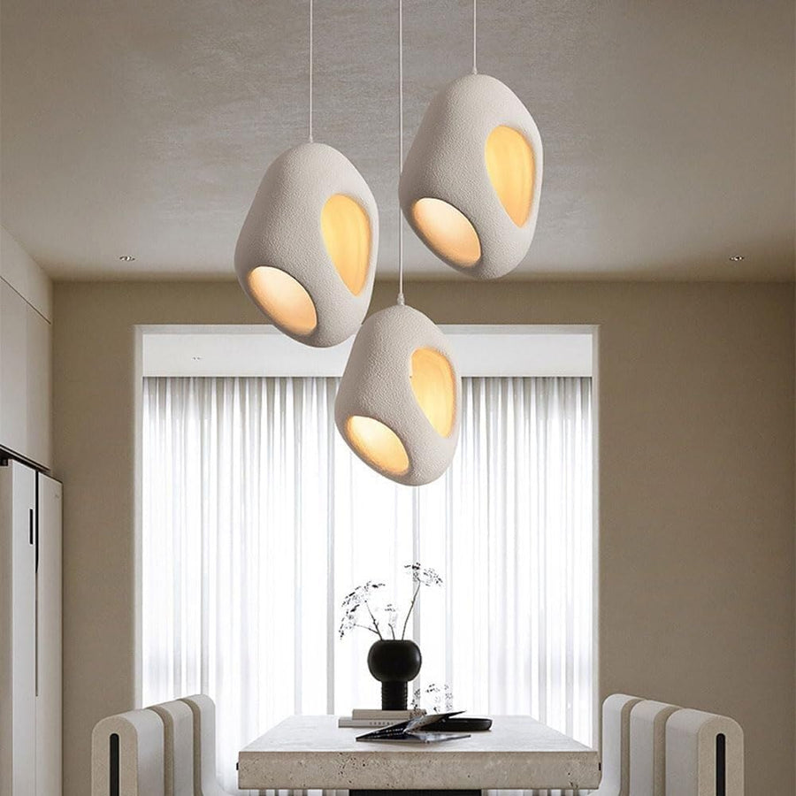 Modern Egg-Shaped Pendant Light in High-Density Polystyrene