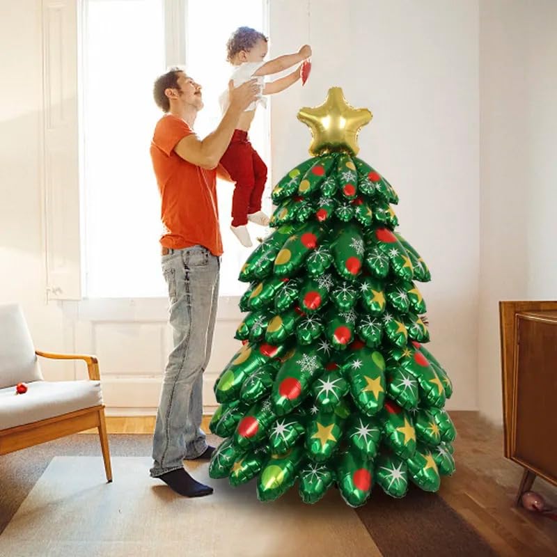 51-inch Tall Star topped Christmas Tree Foil Balloon