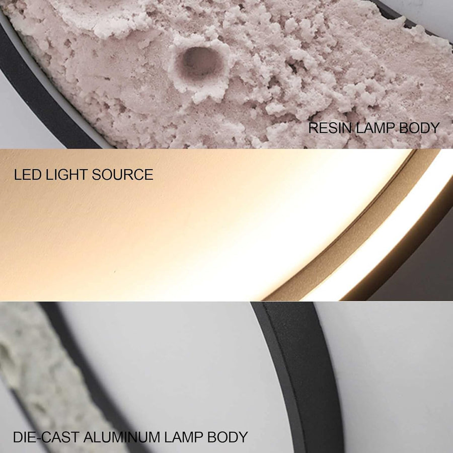 Mood Light Metal Ring Wall lamp with Resin Moon Decorative Accessories