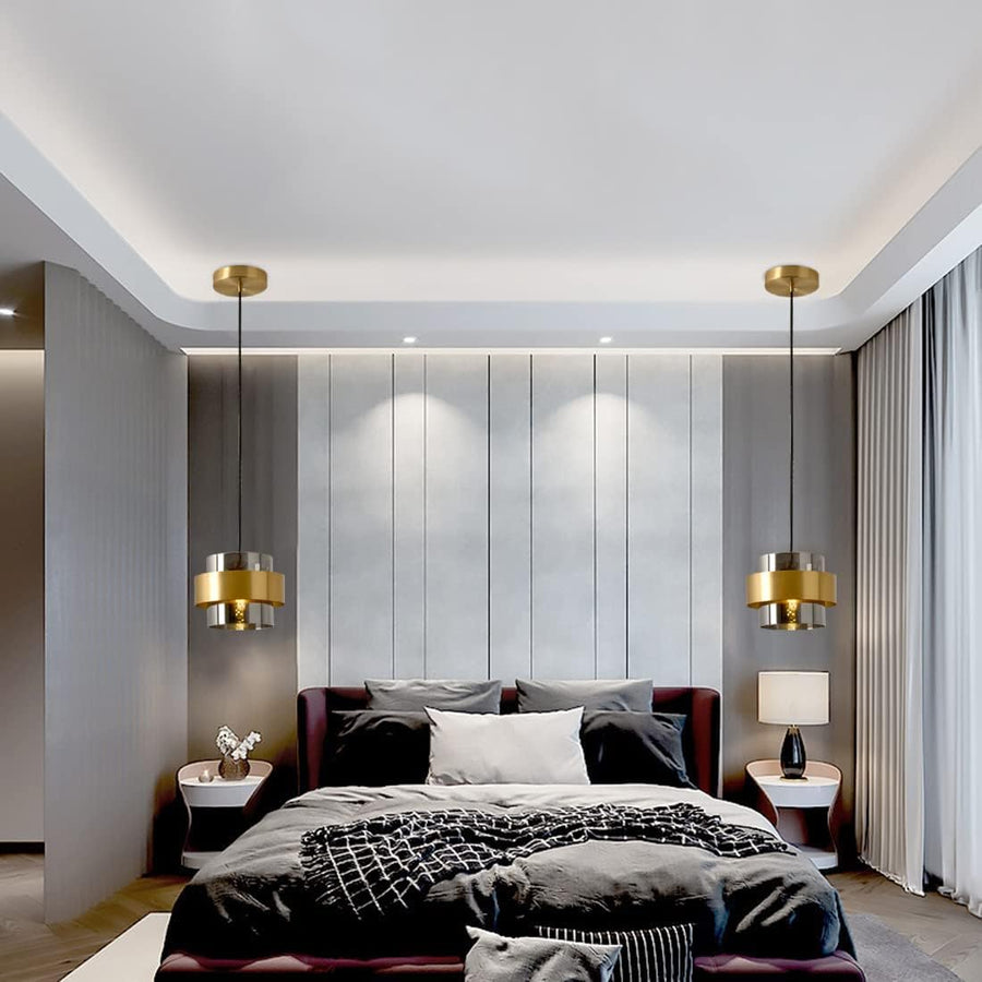 Modern Glass Pendant Light Fixtures Brass Ceiling Hanging Light