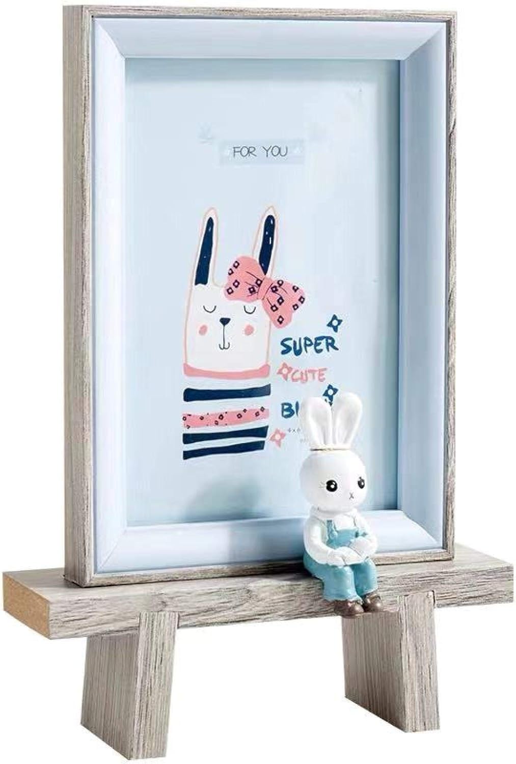 6x 4 wooden photo frame with rabbit
