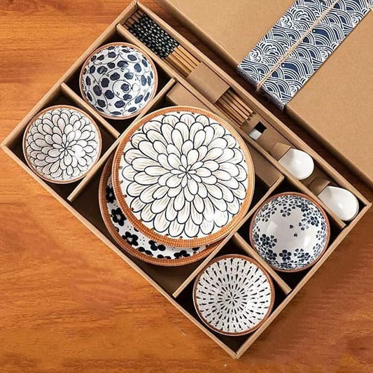 Japanese Ceramic Big Bowl Gift Set Porcelain Coconut Soup Salad Serving Mixing Bowls for Restaurant Kitchen Utensils