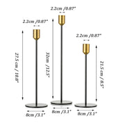 Candlestick Holders Set of 3, Taper Metal Long Candle Holders Fits (8.6/11/13'' Tall)