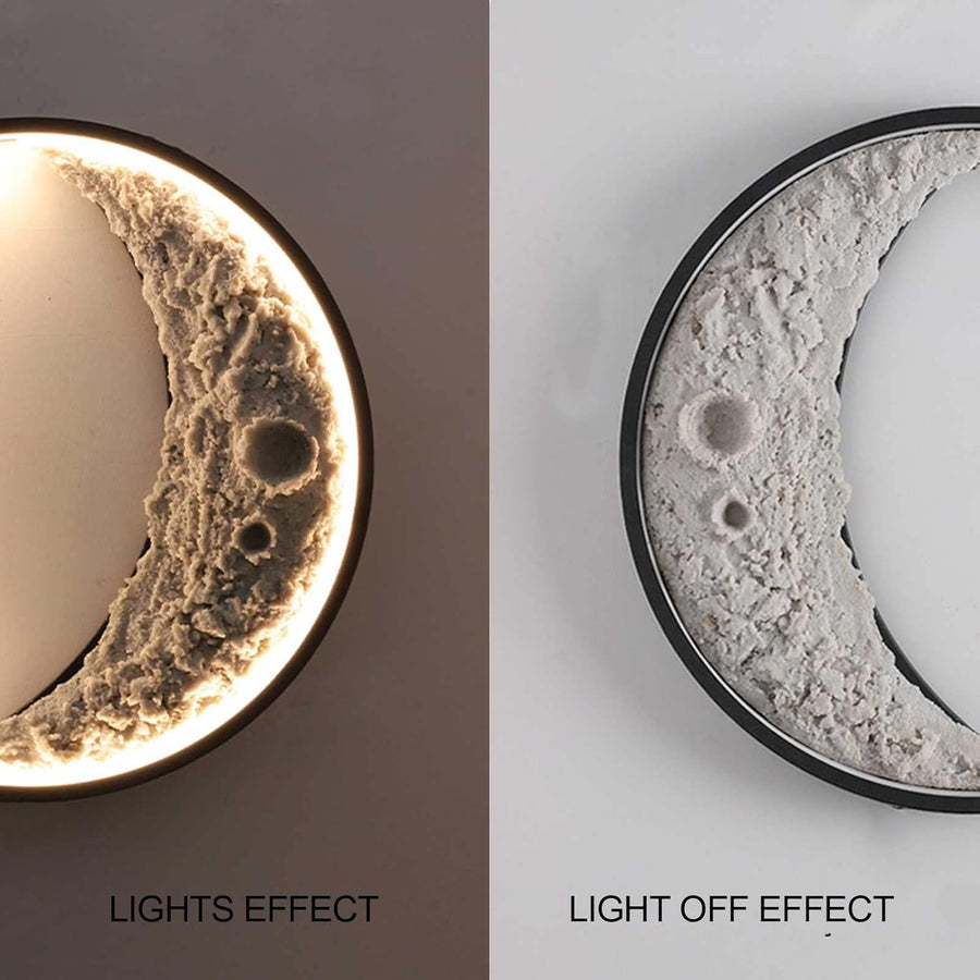 Mood Light Metal Ring Wall lamp with Resin Moon Decorative Accessories