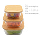 Square Glass Food Storage Container with Bamboo Lid