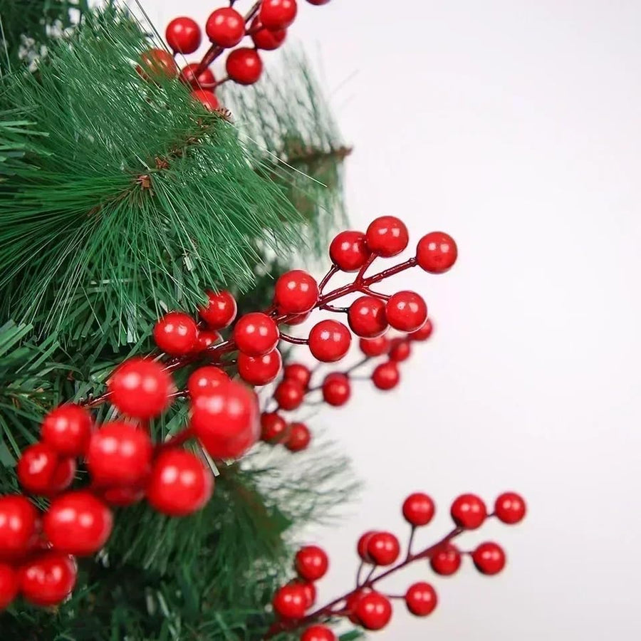 Pine Resin Christmas Tree with Red Cherries (5Ft)