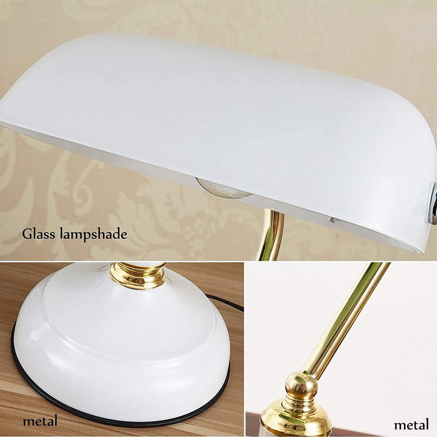 Banker White Shade metal Table lamp