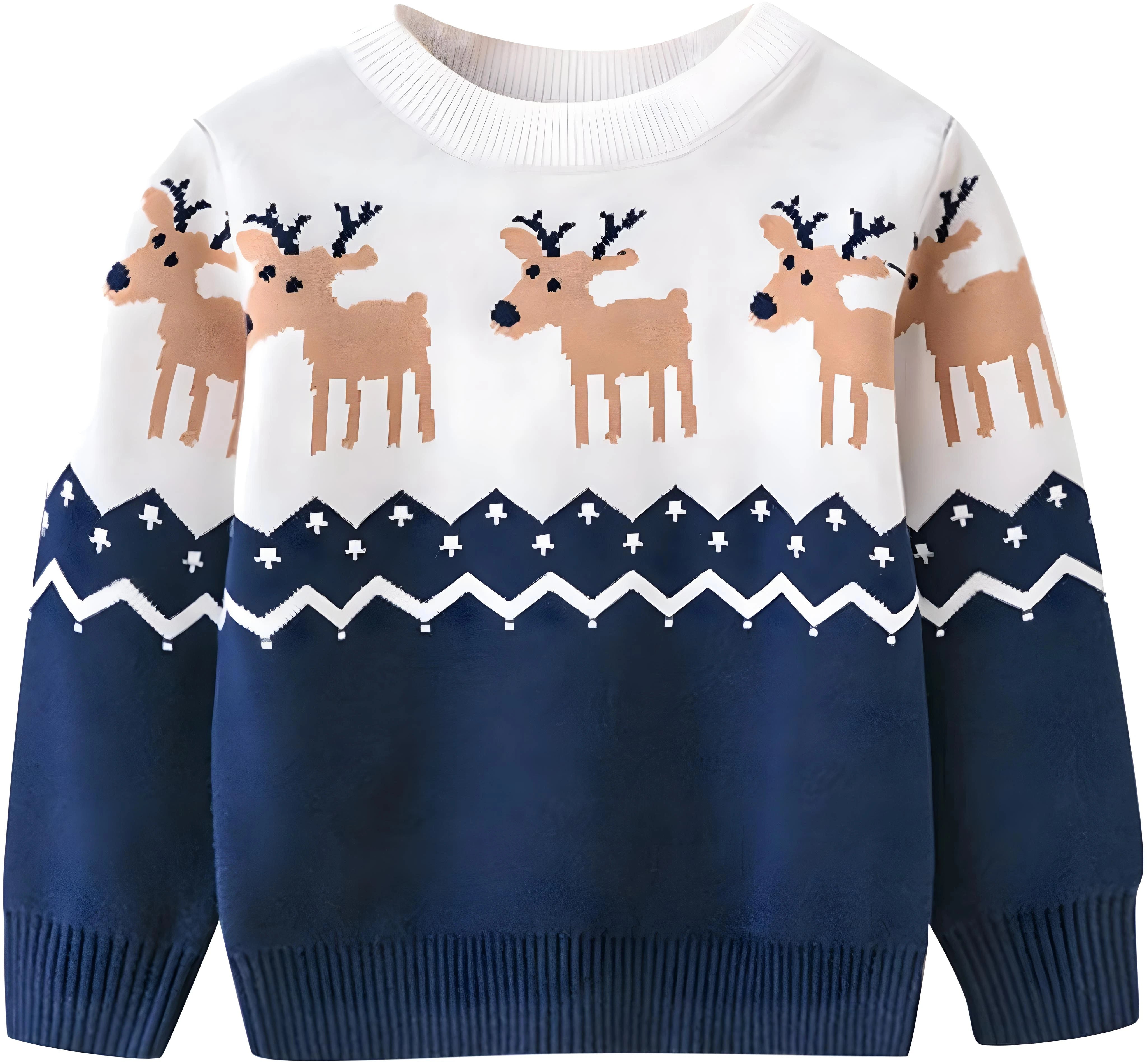 Christmas deer Sweater Long Sleeve Warm Knitted Pullover