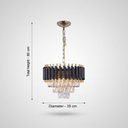 Luxury Black & Gold Crystal Chandelier – 400 mm Diameter | Polished Golden Chain & Canopy | Modern Designer Ceiling Light