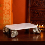 Marble Chowki with Aluminium cast legs for Pooja