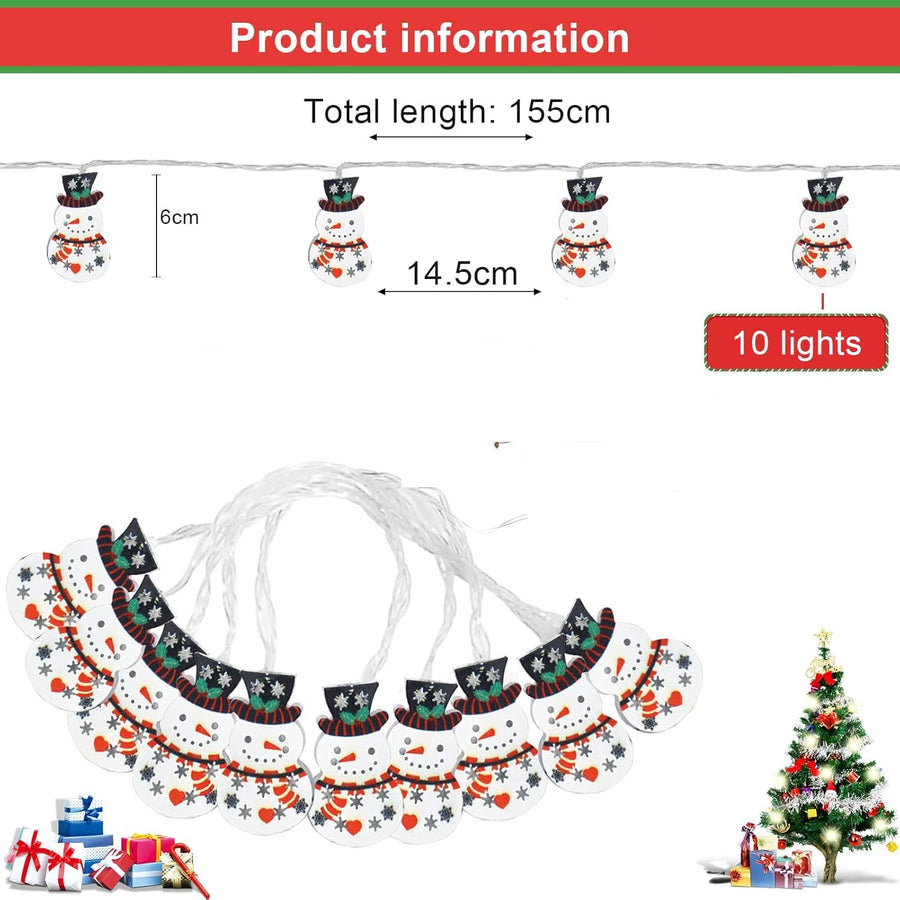 1.5 m 10 snowmen LED Fairy Lights- Plug in