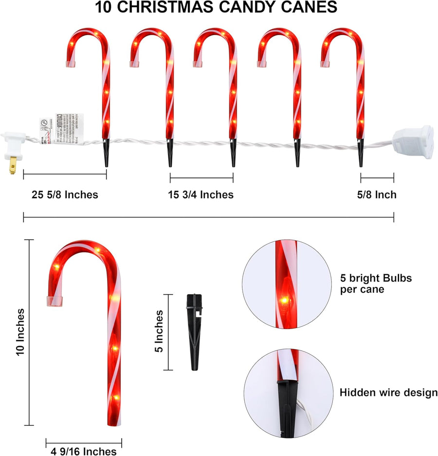 pack of 5 Candy stick Pathway Lights, 10"