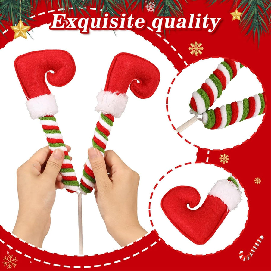 Elf Legs Christmas Picks – Set of 3 Mini Stuffed Legs for Tree Decoration