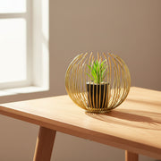 set of 2 metal table decor with artificial plant