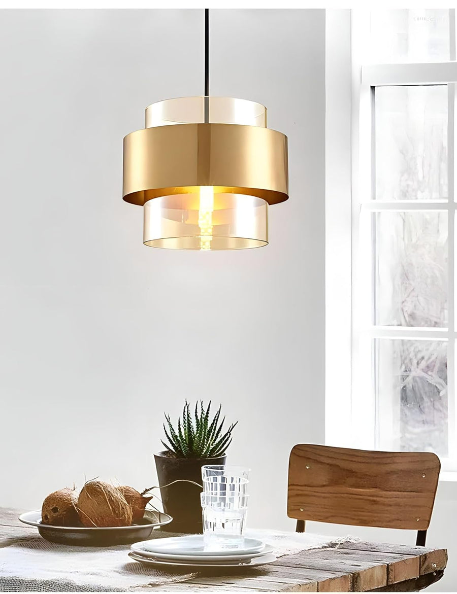 Modern Glass Pendant Light Fixtures Brass Ceiling Hanging Light