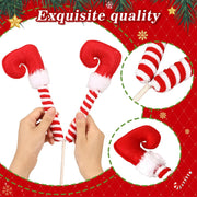 Elf Legs Christmas Picks – Set of 3 Mini Stuffed Legs for Tree Decoration