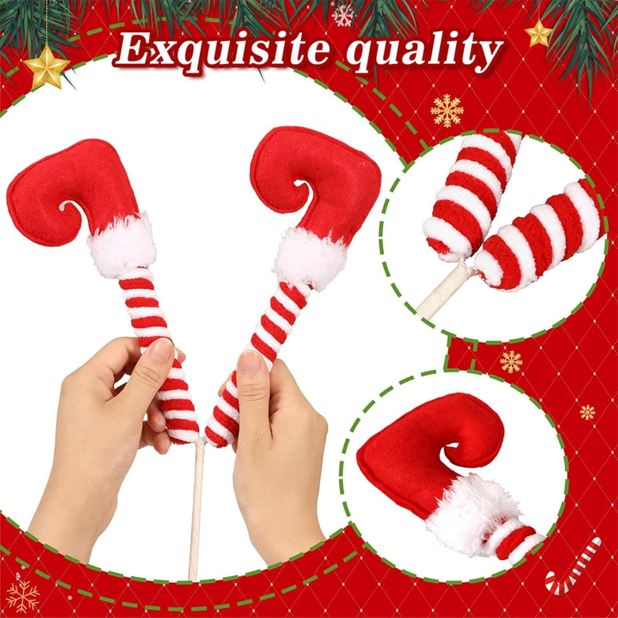Elf Legs Christmas Picks – Set of 3 Mini Stuffed Legs for Tree Decoration