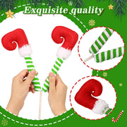 Elf Legs Christmas Picks – Set of 3 Mini Stuffed Legs for Tree Decoration