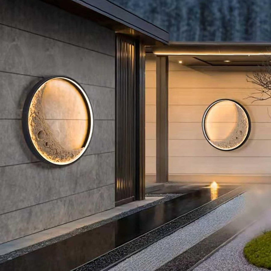 Mood Light Metal Ring Wall lamp with Resin Moon Decorative Accessories