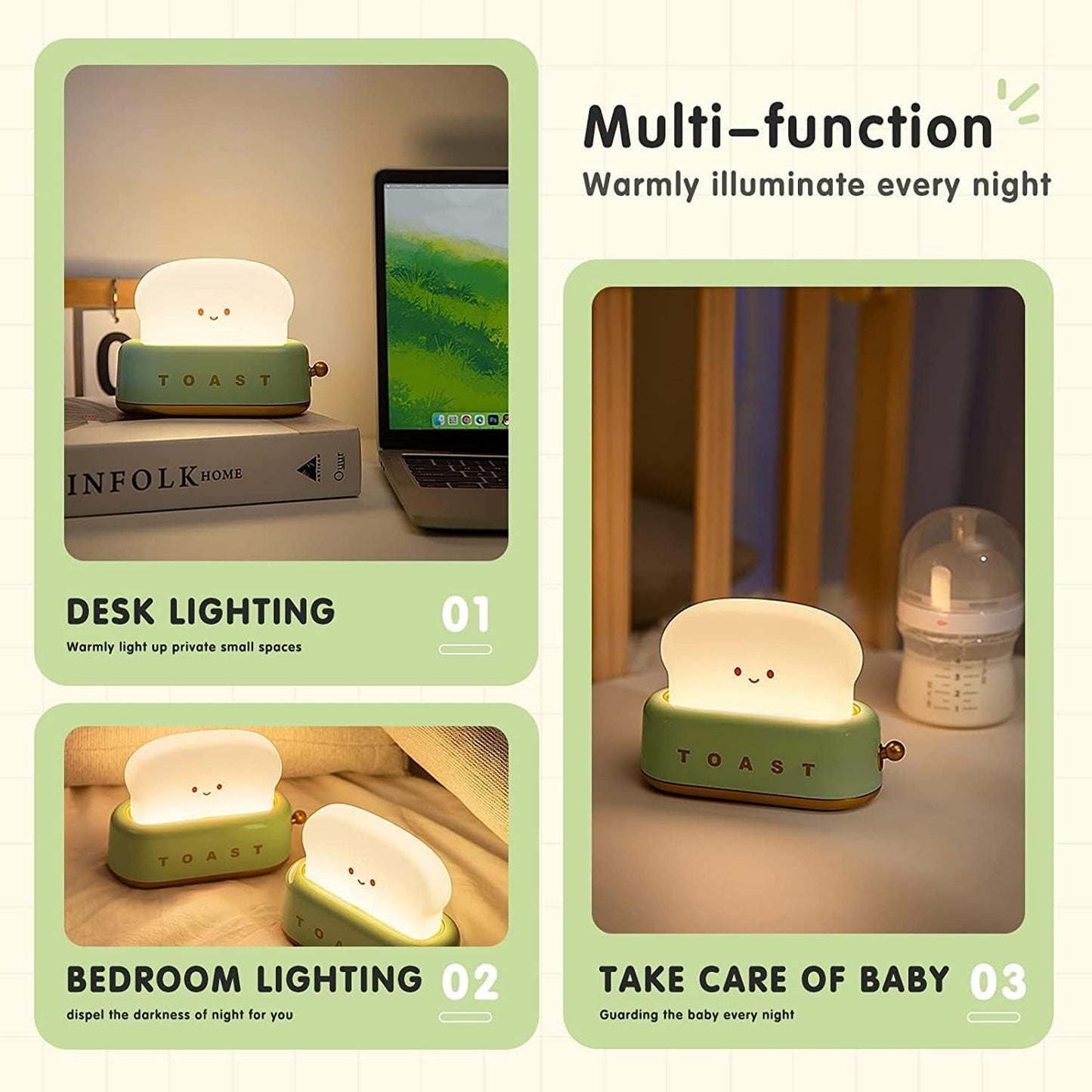 Rechargeable Toast LED Night Lamp