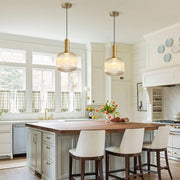 Amber Glass Pendant Light Antique Brass