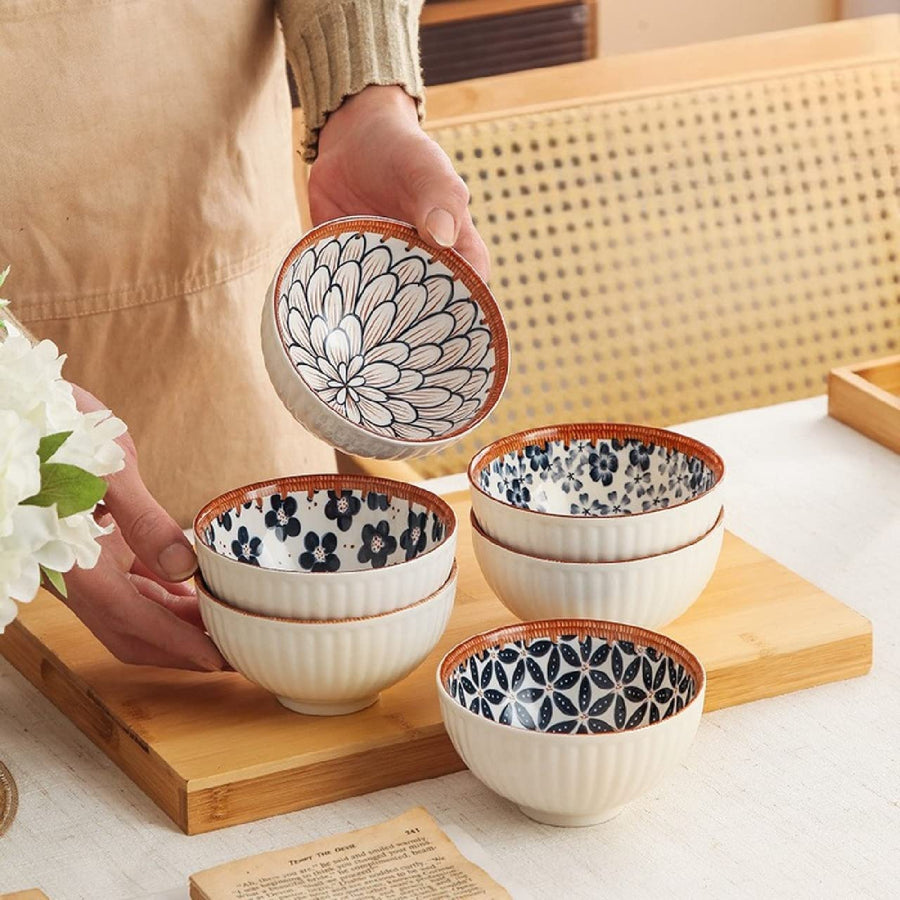 Porcelain Bowls Set, 300 ML Serving Bowls Oven Safe for Dining (6 -Piece)