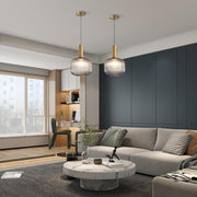 Smoke Glass Pendant Light Antique Brass