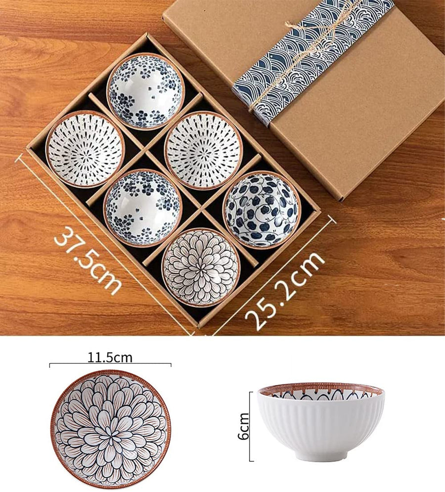 Porcelain Bowls Set, 300 ML Serving Bowls Oven Safe for Dining (6 -Piece)