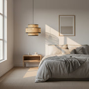 Handwoven Cane Double-Layer Pendant Light | 40 cm Rattan Ceiling Lamp | E27 Holder
