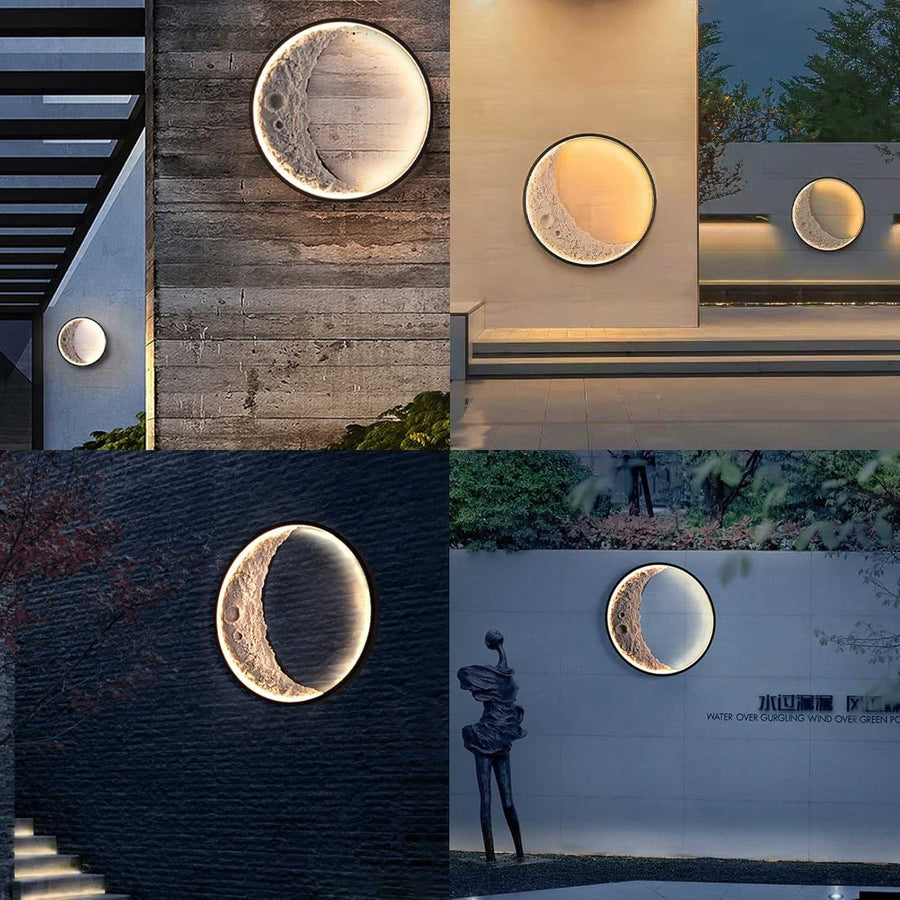 Mood Light Metal Ring Wall lamp with Resin Moon Decorative Accessories