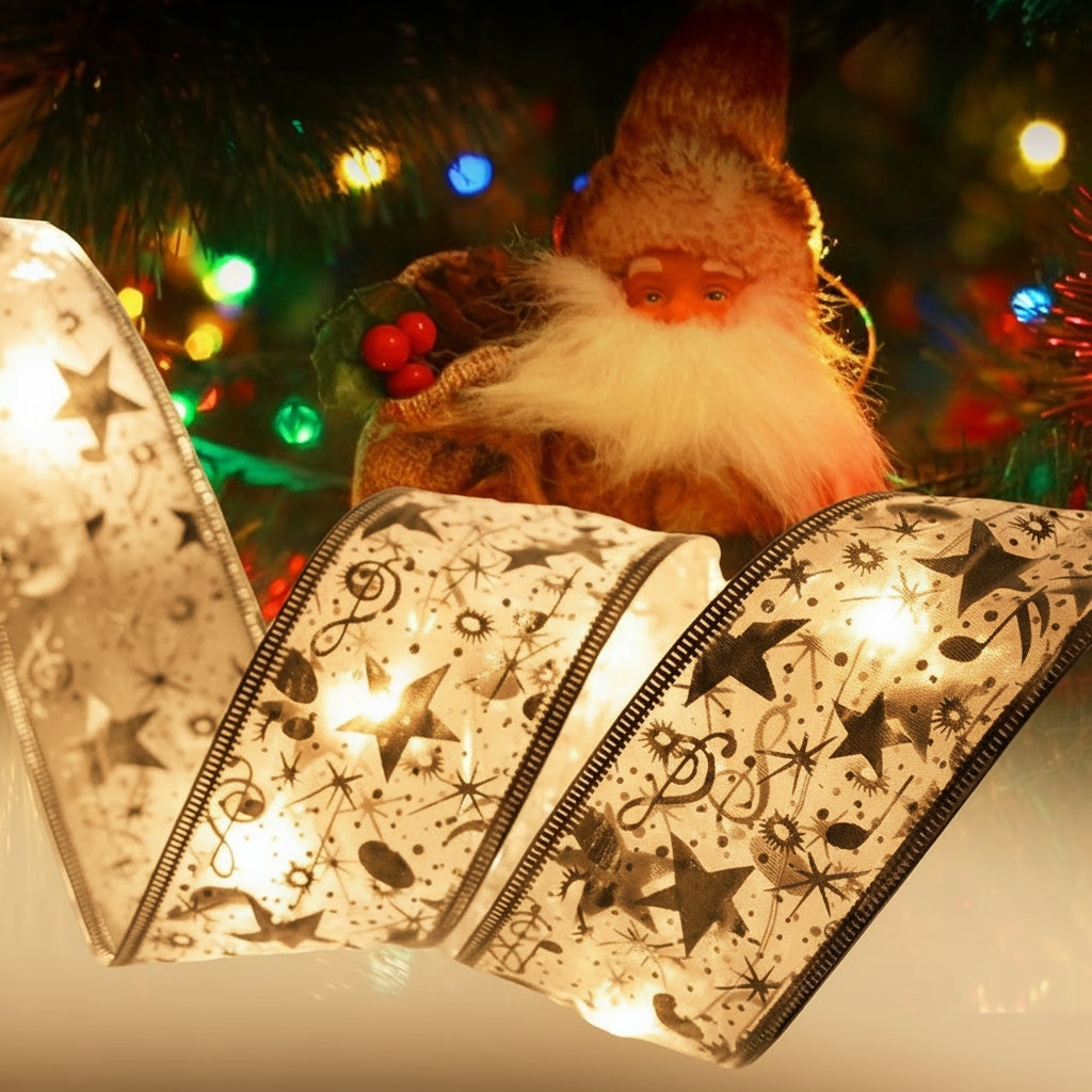 Christmas Ribbon LED Fairy Lights – Decorative Mesh Ribbon for Christmas Tree, Gifts & Home Décor