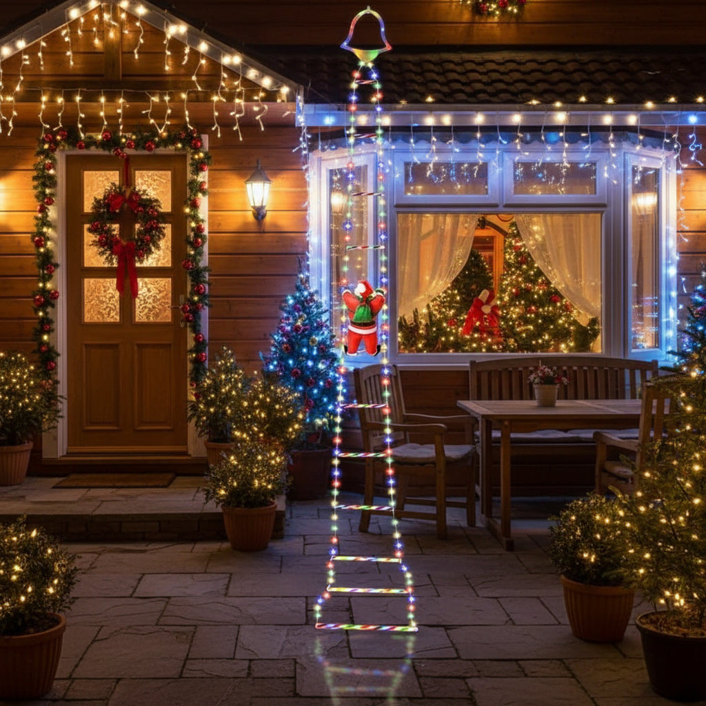 Santa Climbing LED Ladder Light – Festive Outdoor Christmas Decoration ...