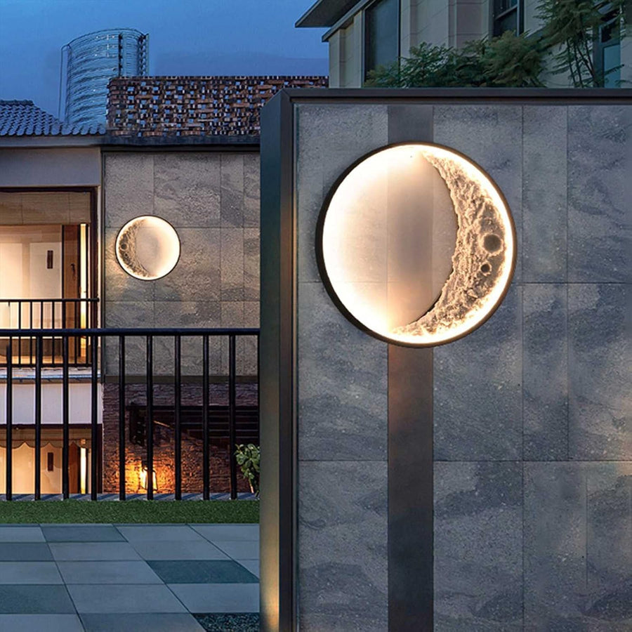 Mood Light Metal Ring Wall lamp with Resin Moon Decorative Accessories