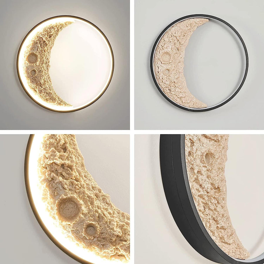 Mood Light Metal Ring Wall lamp with Resin Moon Decorative Accessories